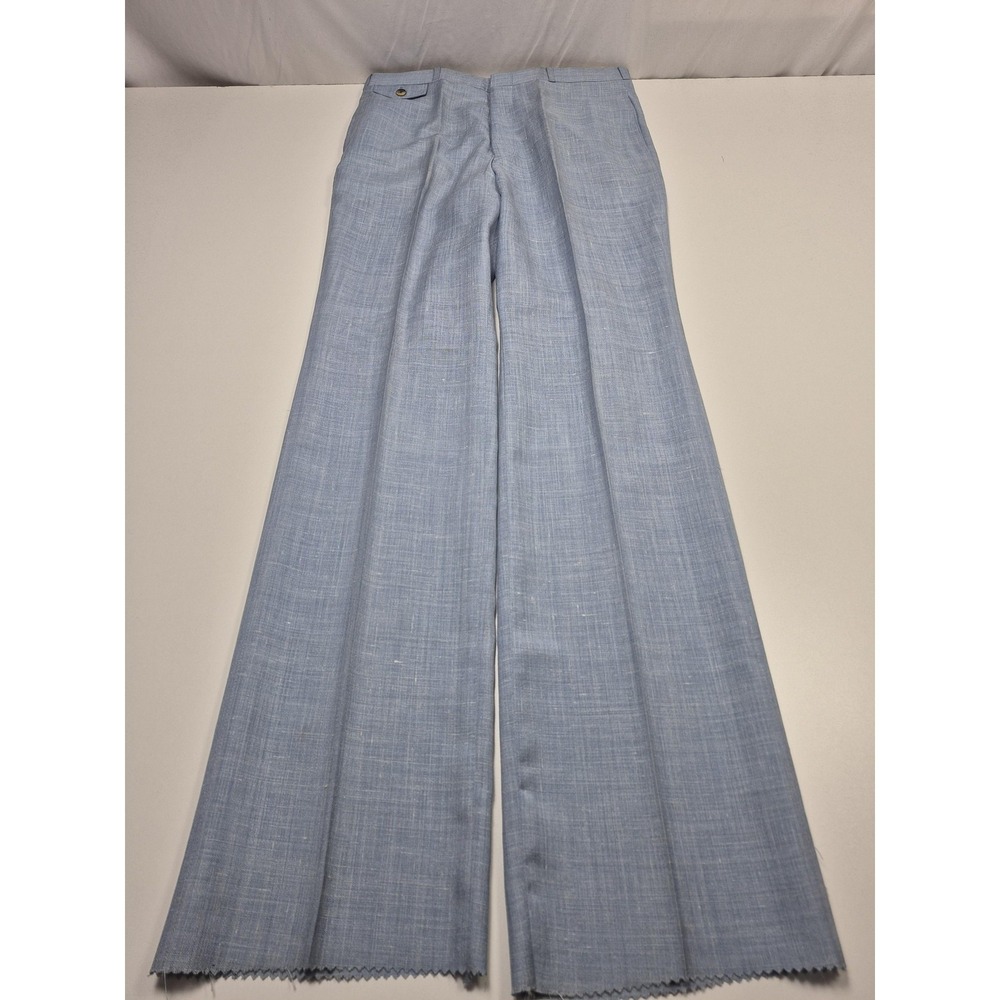 VTG Racquet Club Dress Pants Men's 34x36 Blue Linen Blend Unhemmed USA Classic